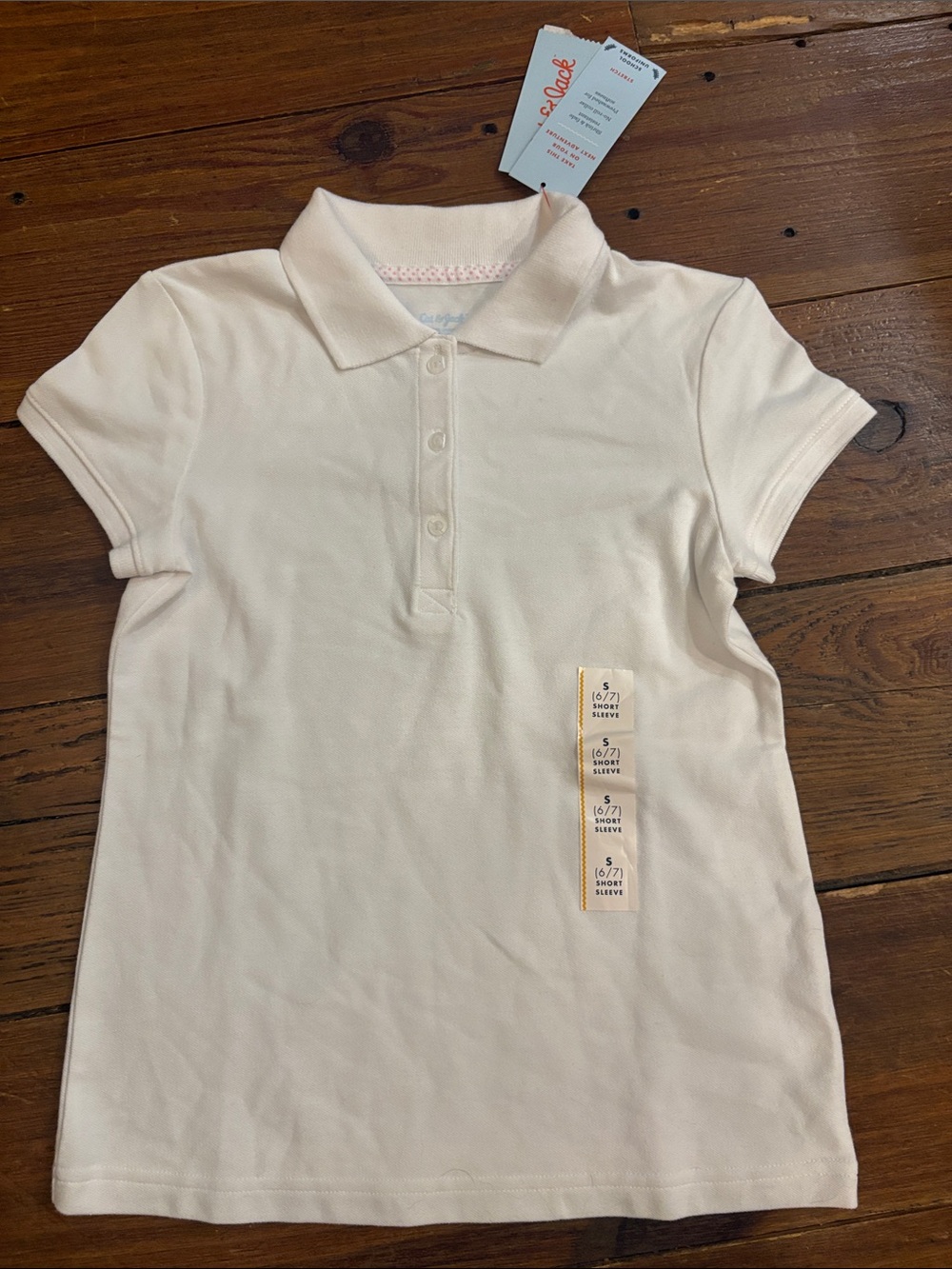 Cat & Jack Cream Girls' Short Sleeve Polo